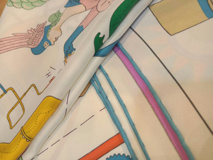 Hermes "Tea for Two" Carre 90 Silk Scarf