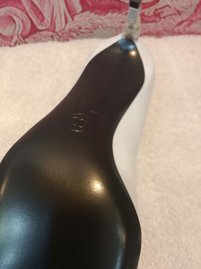 Chanel White and Black Cap-Toe Pumps Light Blue Size 36.5