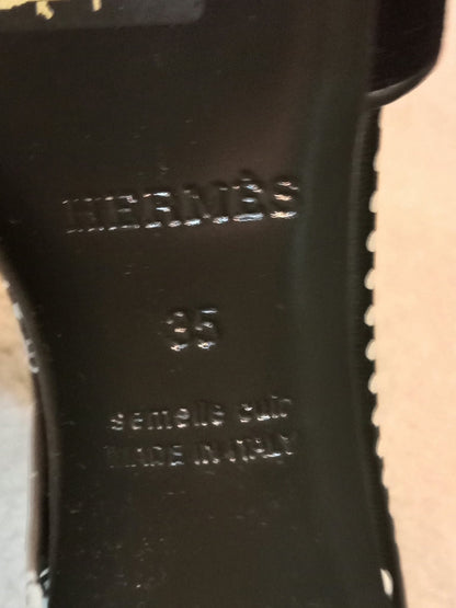 Hermes Oasis Slide Sandals Black Velvet Size 35