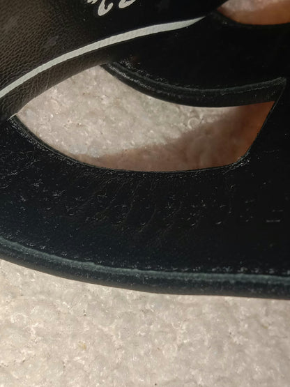 Hermes Oasis Slide Sandals Black Velvet Size 35