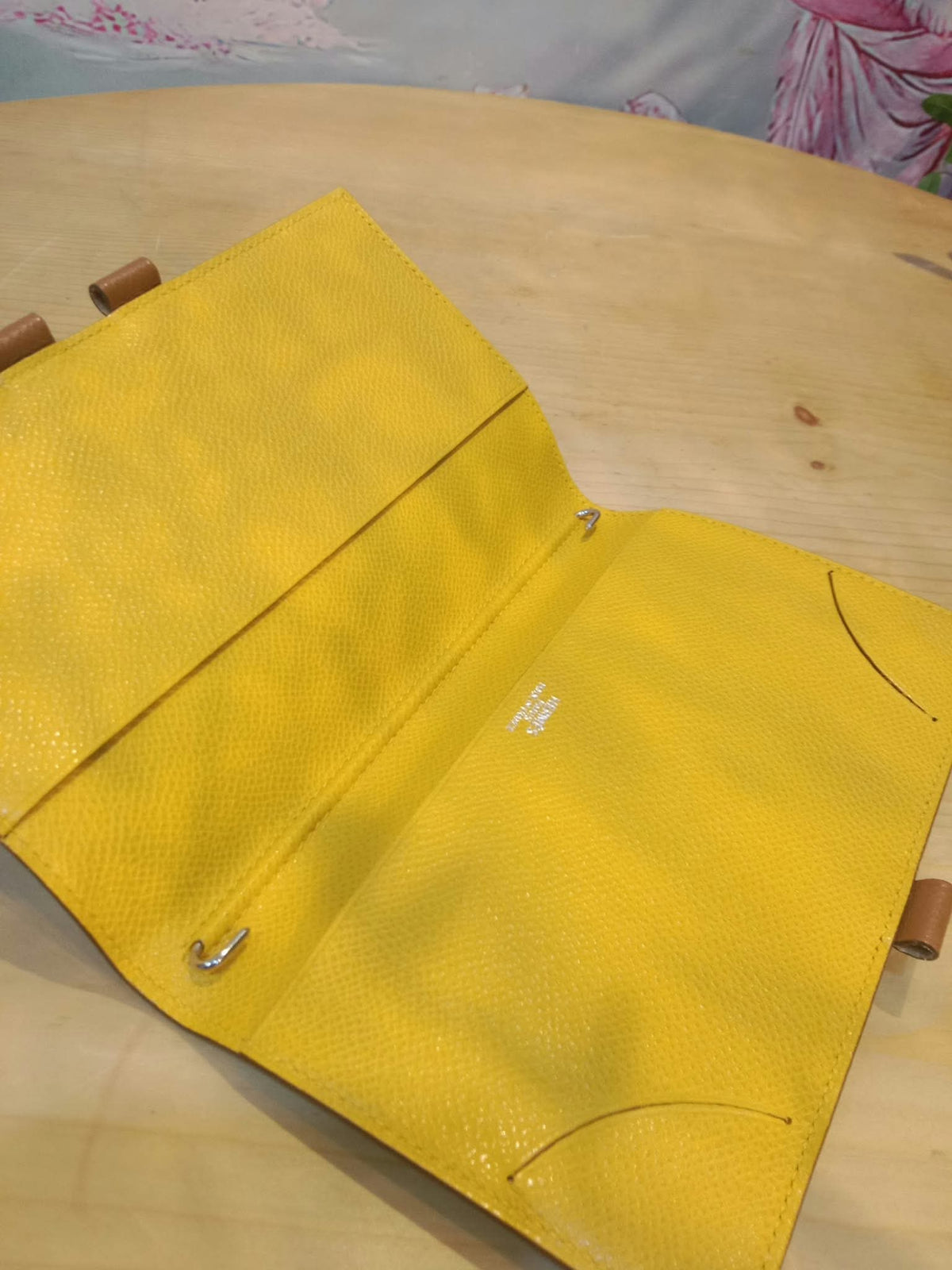 Hermes Agenda Passport Holder Jaune/Gold Epsom Stamp E Square 2001