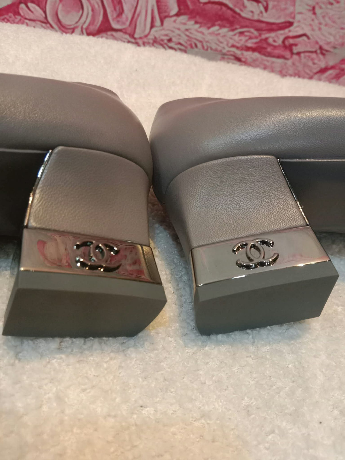 Chanel Slingback Pumps Grey and Black Size 36.5