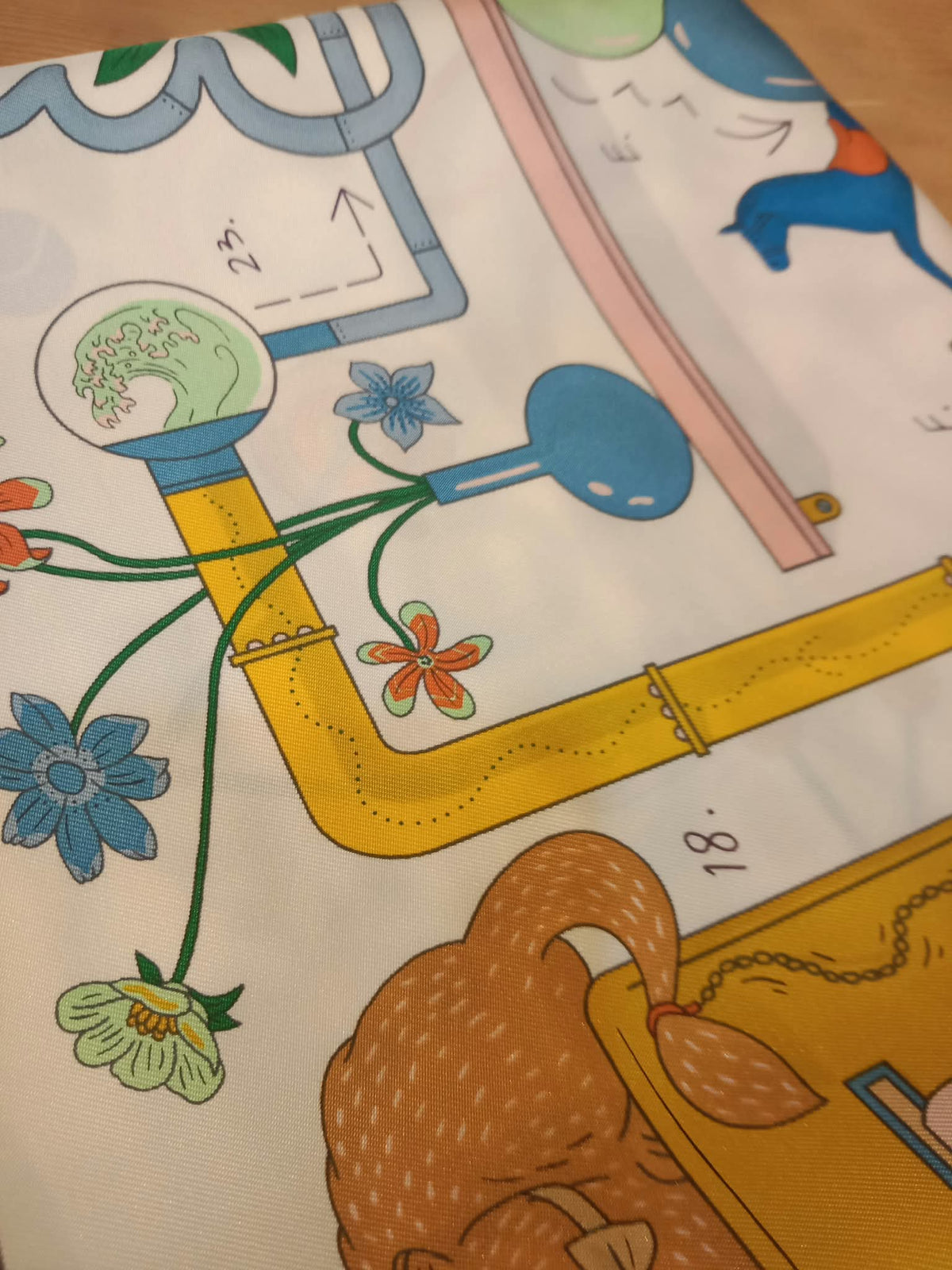 Hermes "Tea for Two" Carre 90 Silk Scarf