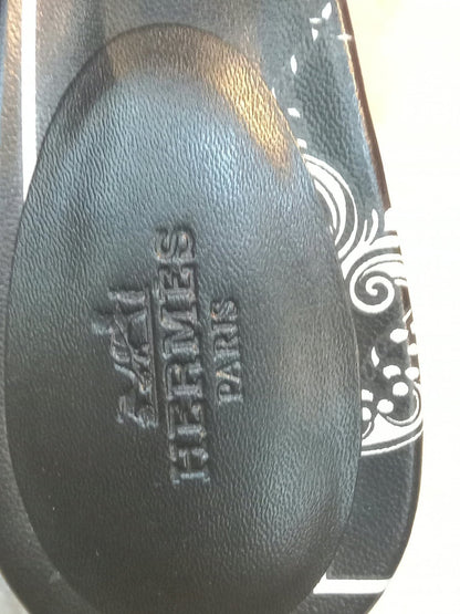 Hermes Oasis Slide Sandals Black Velvet Size 35