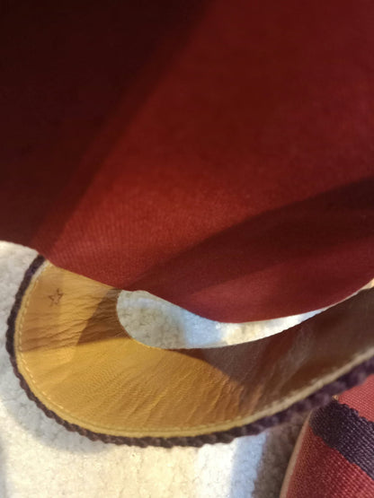 Hermes "Fourre-Tout" Wooden Canvas Burgundy/Red Sandals Size 37