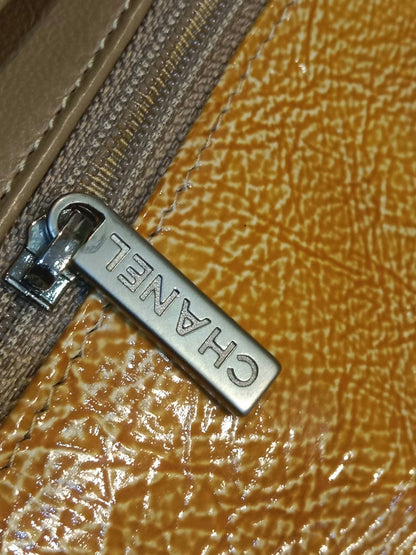 Chanel Quilted Classic Crumpled Patent Jumbo Single Flap Caramel Series 12