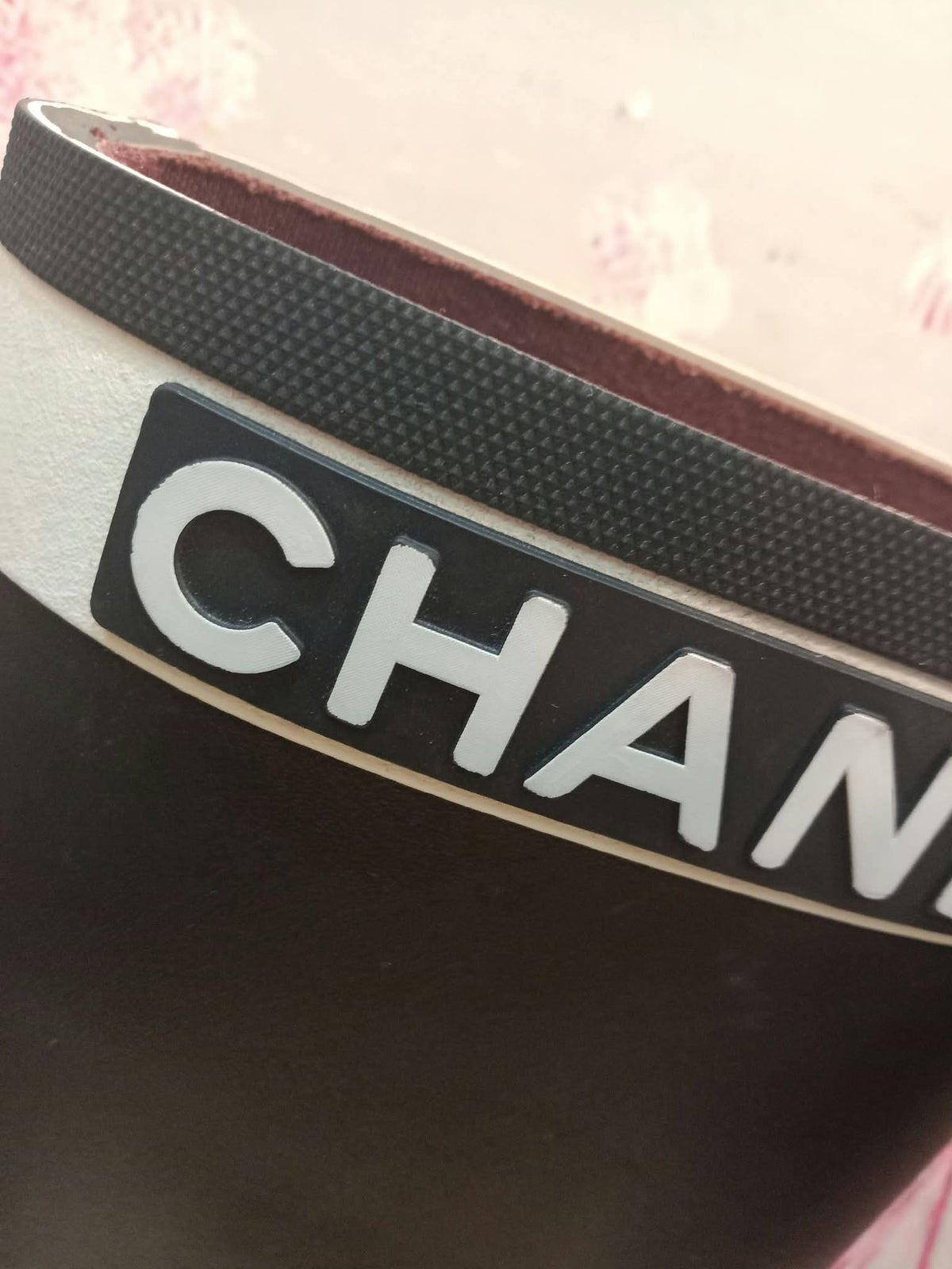 Chanel Black and White Rubber Rain Boots Size 38