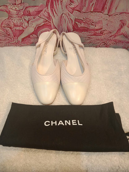 Chanel Cream Slingback Pumps size 36.5