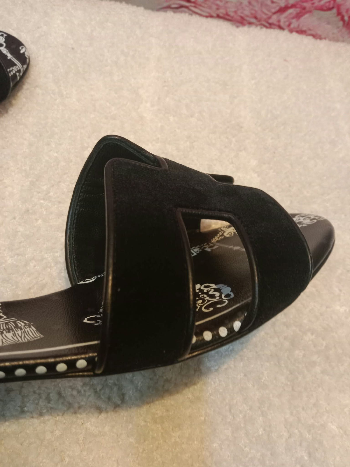 Hermes Oasis Slide Sandals Black Velvet Size 35