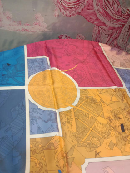 Hermes Factory Double-Face Carre 90 Silk Scarf