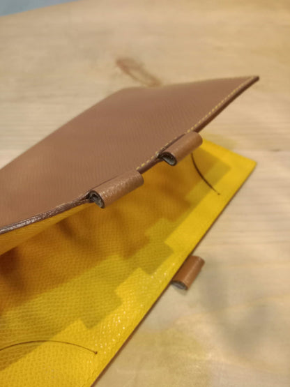 Hermes Agenda Passport Holder Jaune/Gold Epsom Stamp E Square 2001