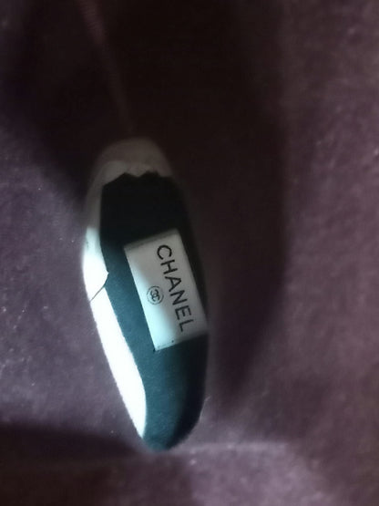 Chanel Black and White Rubber Rain Boots Size 38
