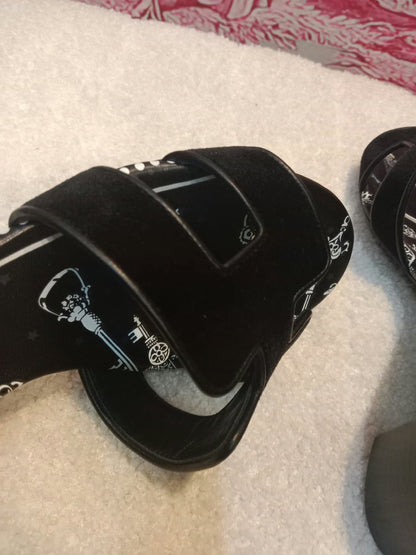 Hermes Oasis Slide Sandals Black Velvet Size 35
