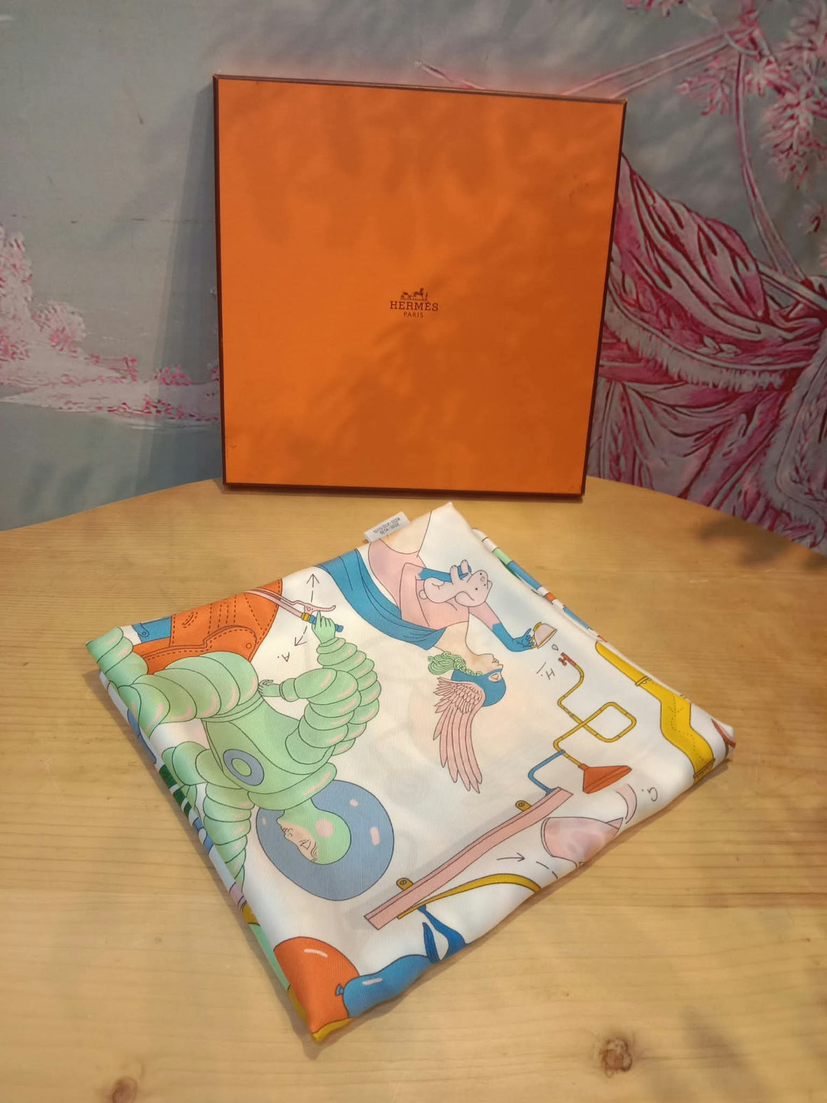 Hermes "Tea for Two" Carre 90 Silk Scarf