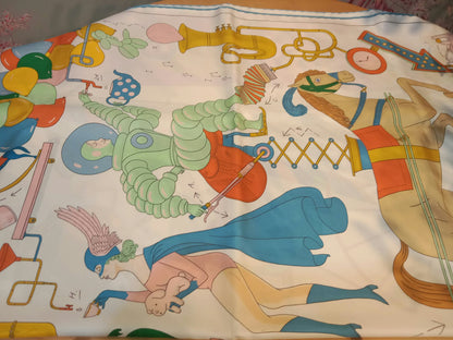 Hermes "Tea for Two" Carre 90 Silk Scarf