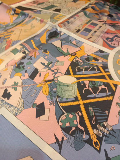 Hermes Factory Double-Face Carre 90 Silk Scarf