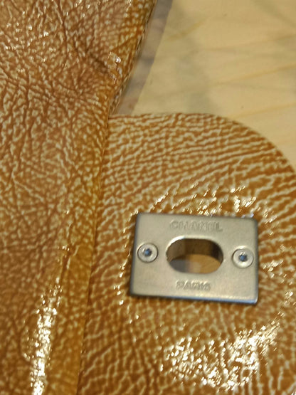 Chanel Quilted Classic Crumpled Patent Jumbo Single Flap Caramel Series 12