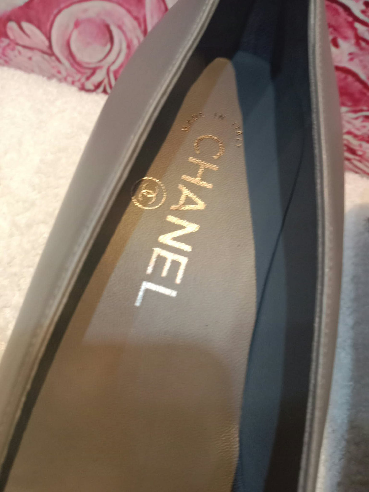 Chanel Slingback Pumps Grey and Black Size 36.5