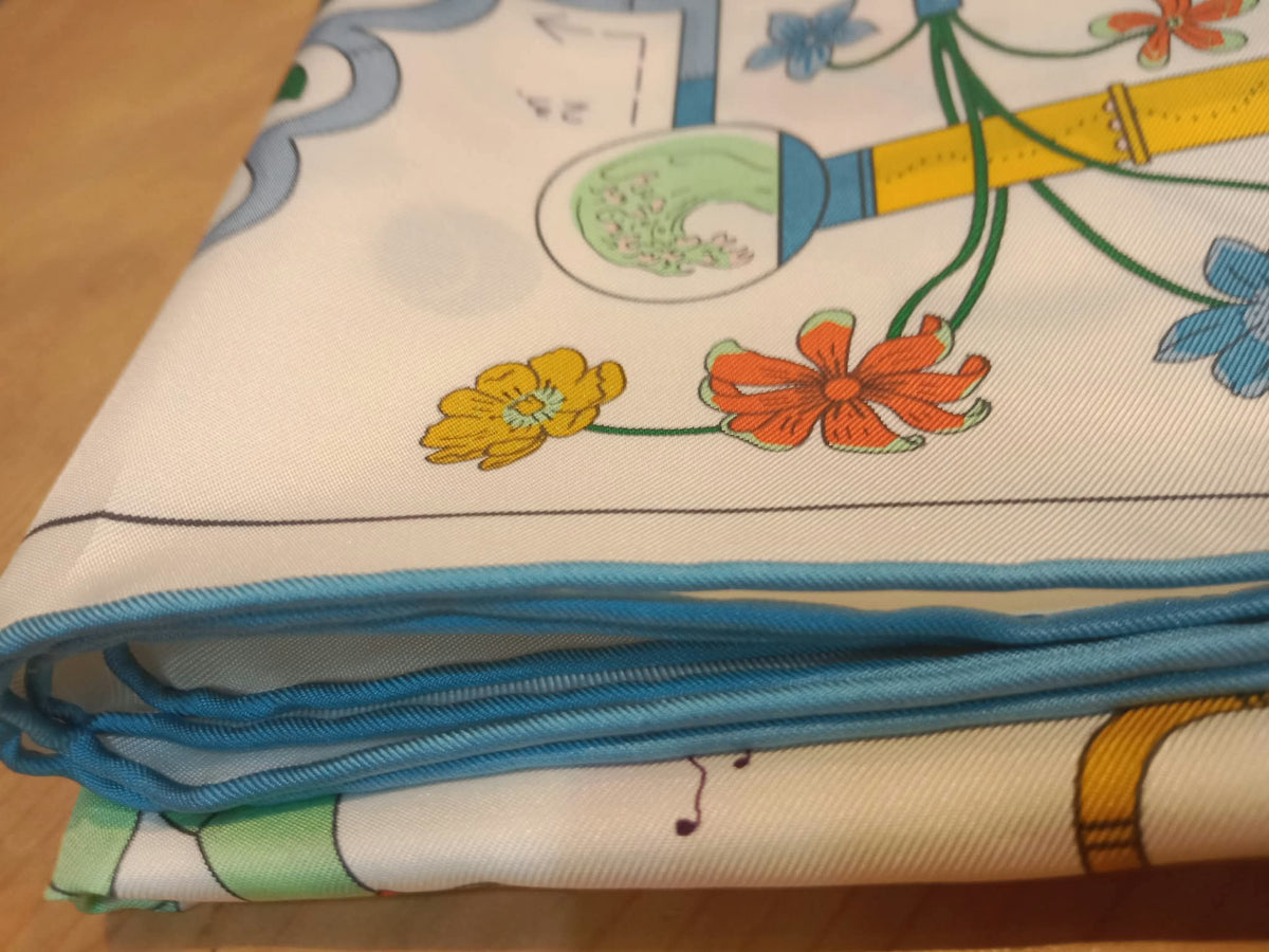 Hermes "Tea for Two" Carre 90 Silk Scarf