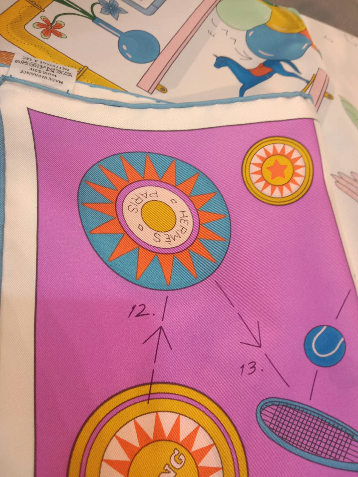 Hermes "Tea for Two" Carre 90 Silk Scarf