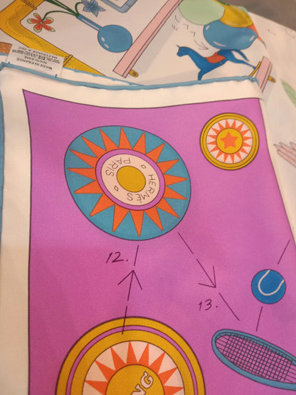 Hermes "Tea for Two" Carre 90 Silk Scarf