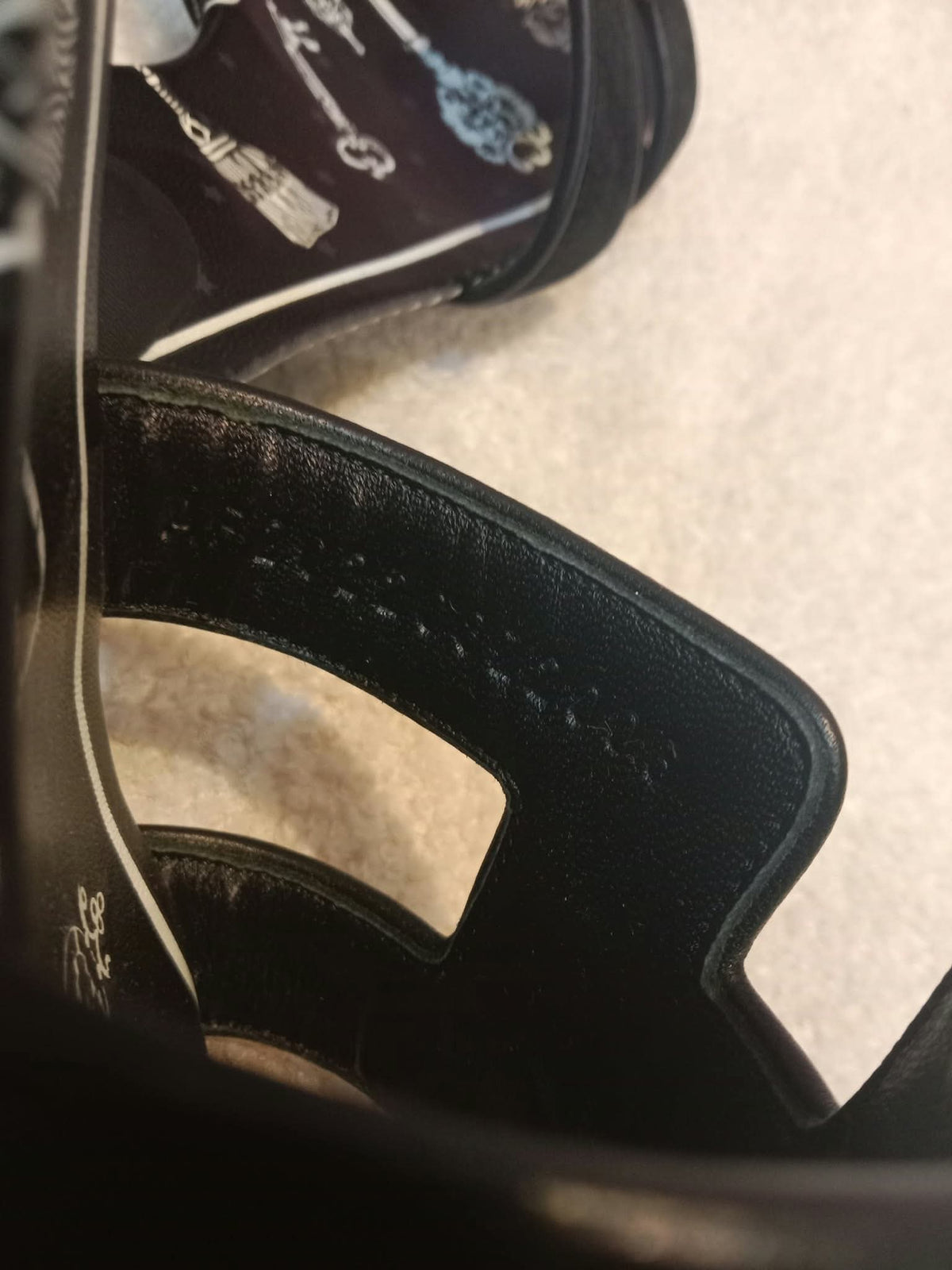 Hermes Oasis Slide Sandals Black Velvet Size 35