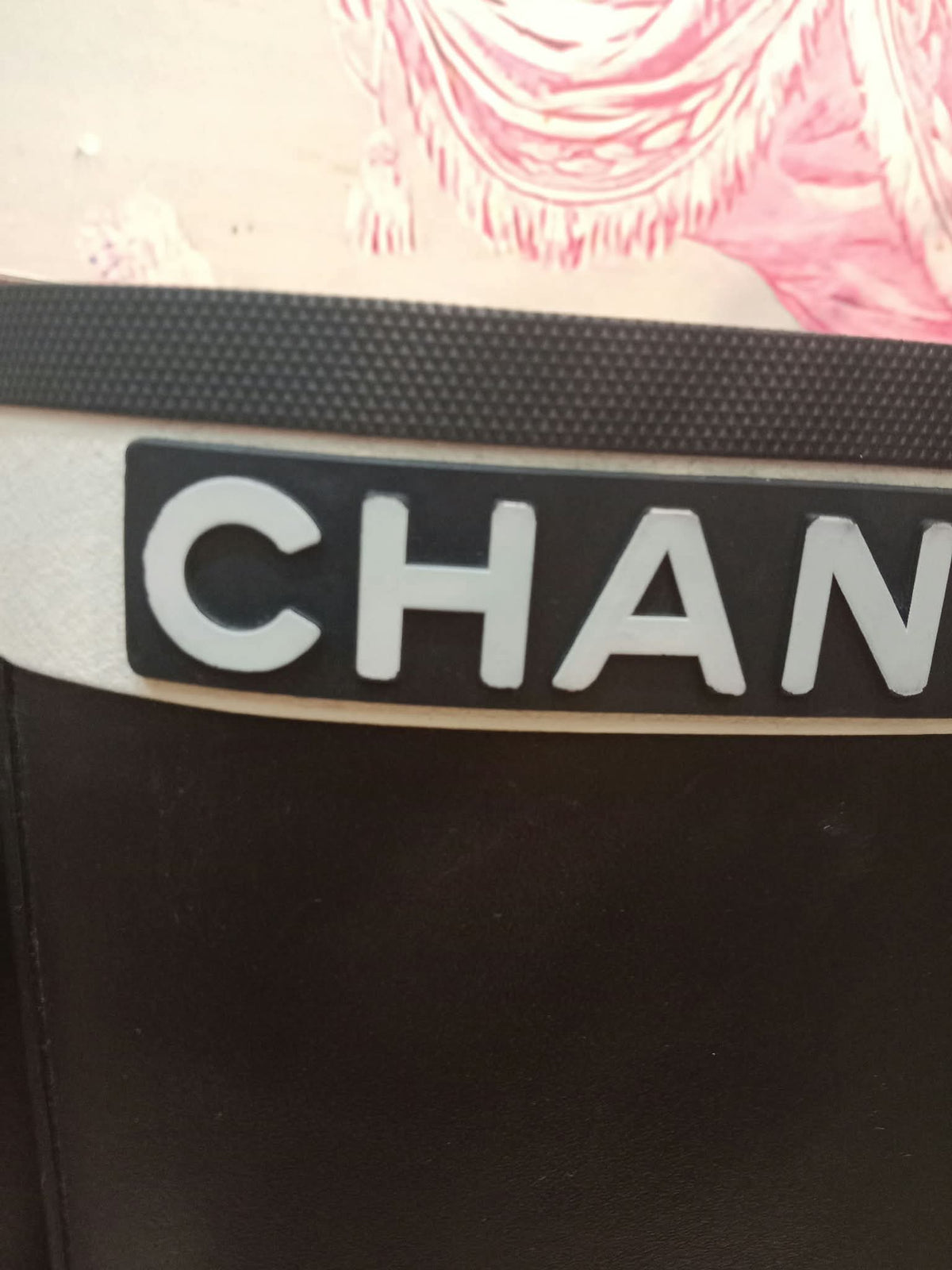 Chanel Black and White Rubber Rain Boots Size 38