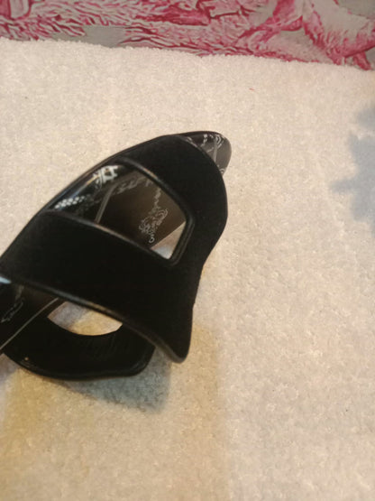 Hermes Oasis Slide Sandals Black Velvet Size 35