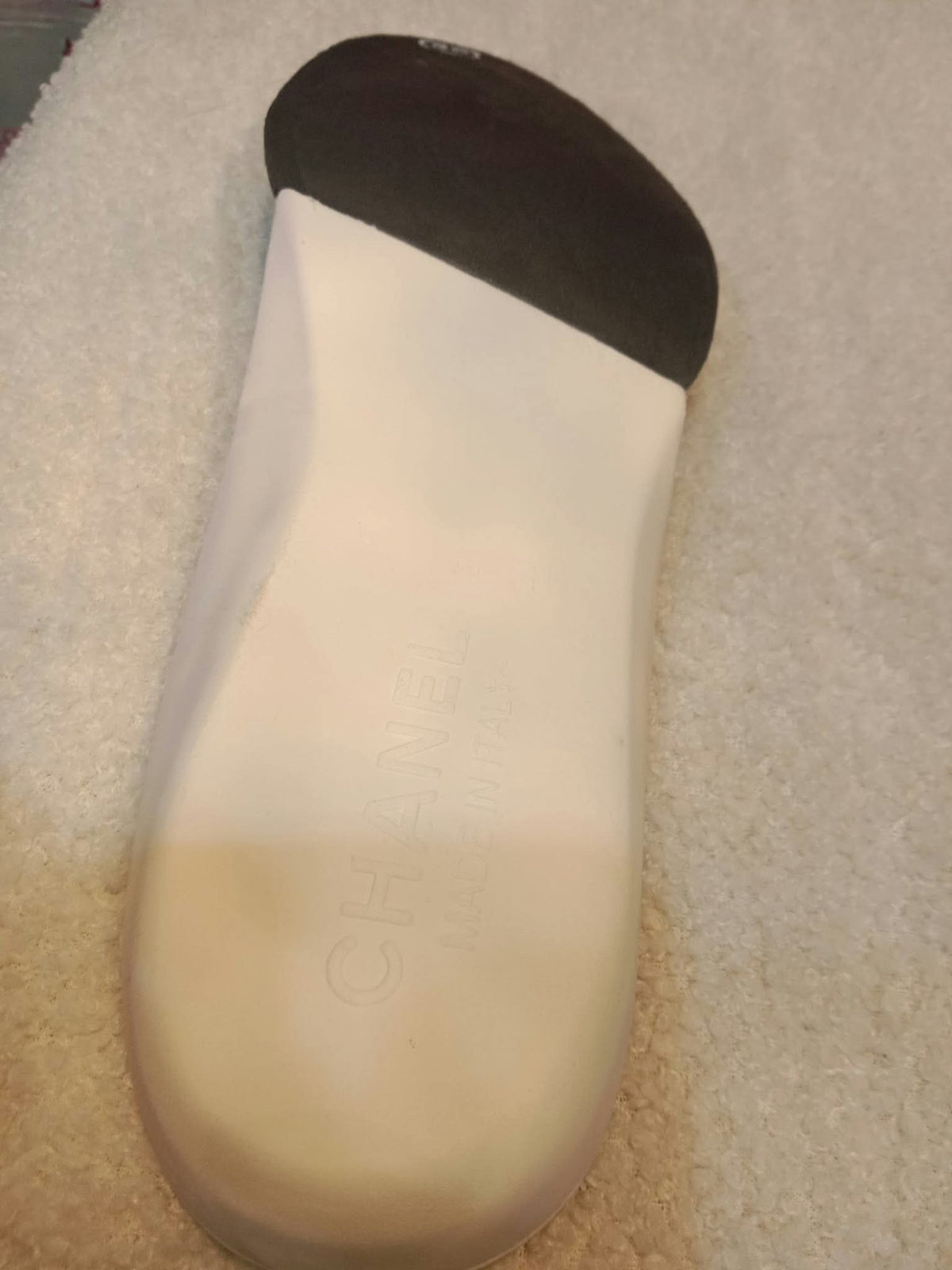 Chanel Black and White Rubber Rain Boots Size 38