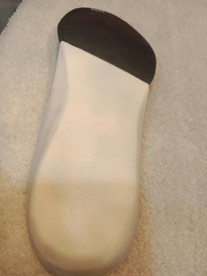 Chanel Black and White Rubber Rain Boots Size 38