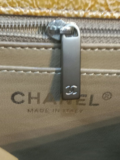 Chanel Quilted Classic Crumpled Patent Jumbo Single Flap Caramel Series 12