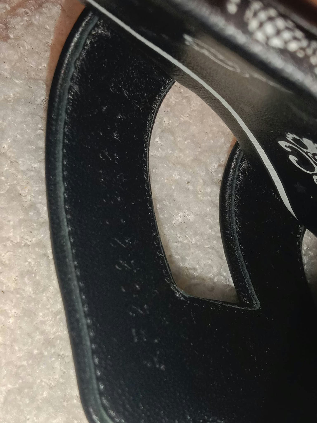 Hermes Oasis Slide Sandals Black Velvet Size 35