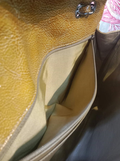 Chanel Quilted Classic Crumpled Patent Jumbo Single Flap Caramel Series 12