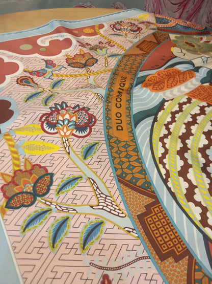 Hermes "Duo Cosmique" Carre 90 Silk Scarf