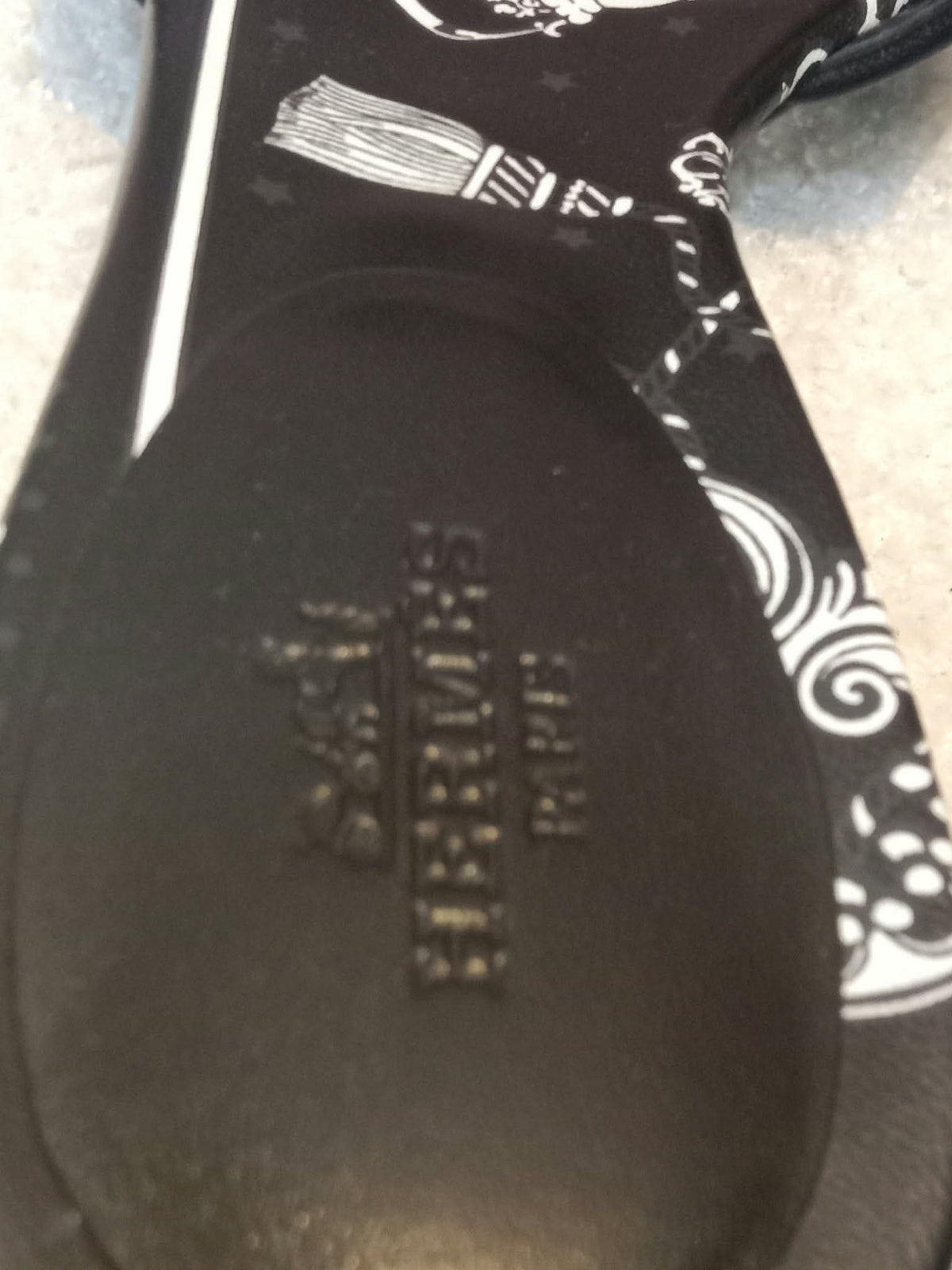 Hermes Oasis Slide Sandals Black Velvet Size 35
