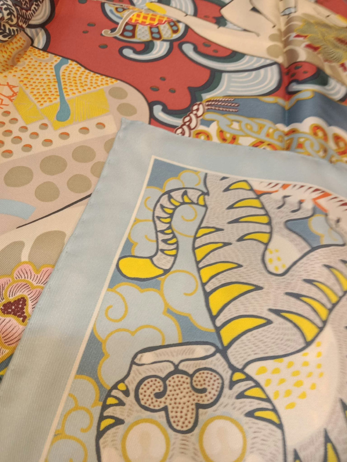 Hermes "Duo Cosmique" Carre 90 Silk Scarf