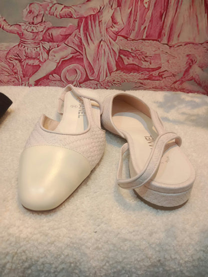 Chanel Cream Slingback Pumps size 36.5
