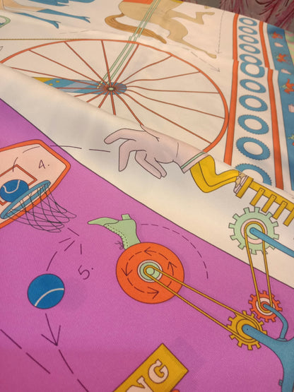 Hermes "Tea for Two" Carre 90 Silk Scarf