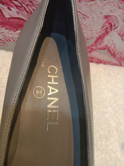 Chanel Slingback Pumps Grey and Black Size 36.5