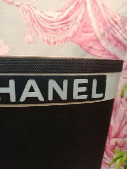 Chanel Black and White Rubber Rain Boots Size 38