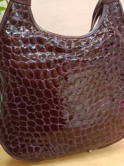 Christian Dior 61 Crocodile Embossed Tote Burgundy Bag
