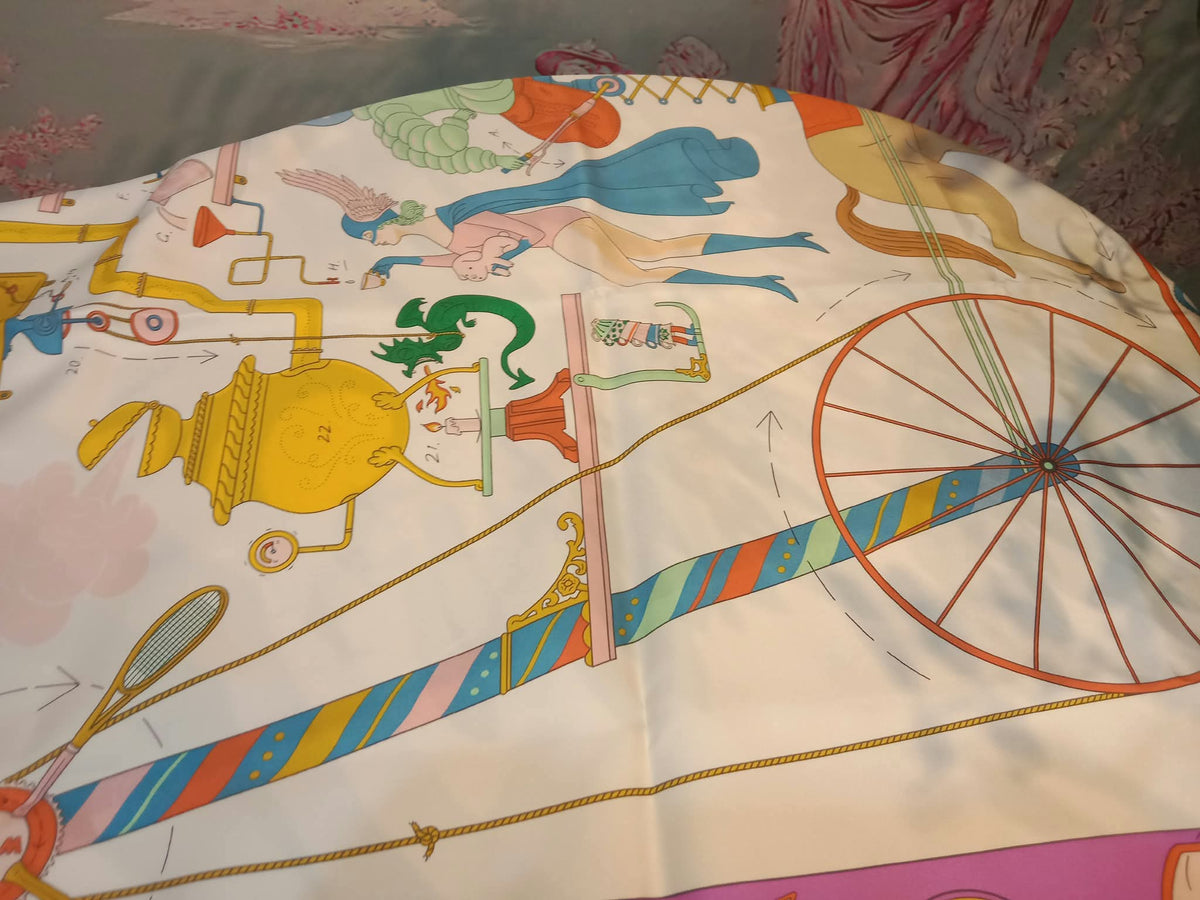 Hermes "Tea for Two" Carre 90 Silk Scarf