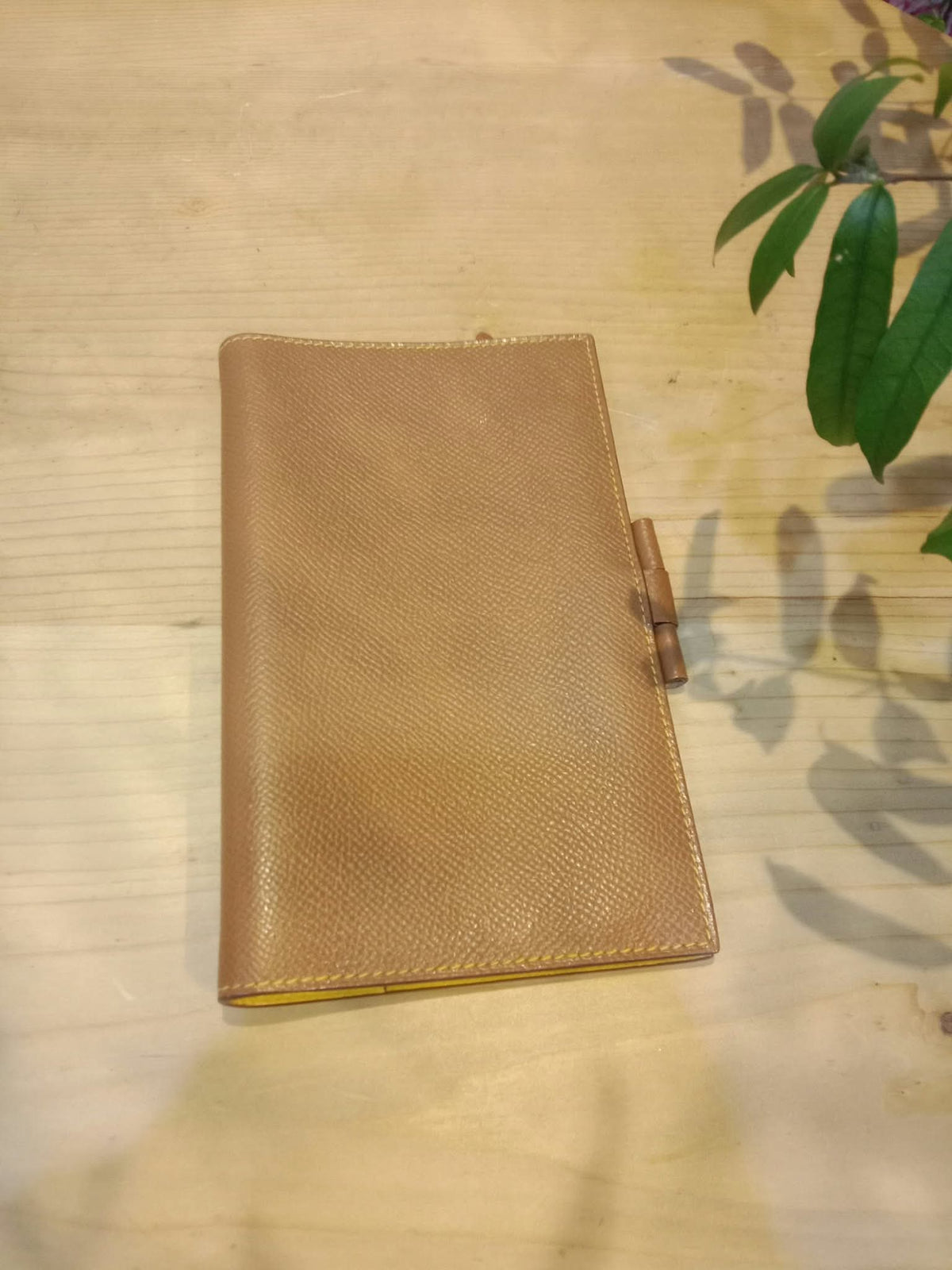 Hermes Agenda Passport Holder Jaune/Gold Epsom Stamp E Square 2001