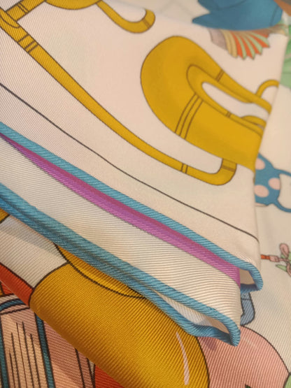 Hermes "Tea for Two" Carre 90 Silk Scarf
